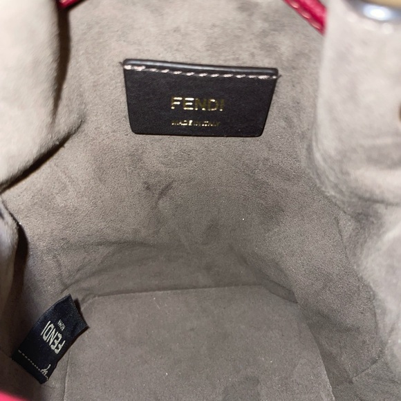 FENDI MINI MON TRESOR BUCKET BAG Burgundy red leather gold hardware - Picture 9 of 9